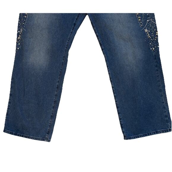 Fashion Nova StarStruck Embellished Straight Leg Jeans Size 22 - Picture 10 of 16